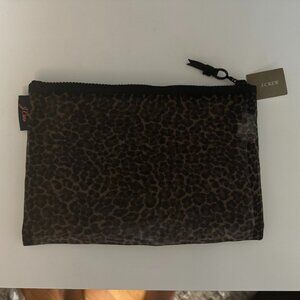 J. Crew Mesh Pool Pouch - Cheetah Print - NWT